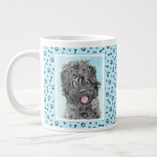 Black Russian Terrier Painting - Cute Original Dog Large Coffee Mug