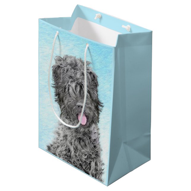 Black Russian Terrier Painting - Cute Original Dog Medium Gift Bag (Front Angled)