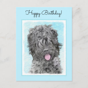 Black Russian Terrier Painting - Cute Original Dog Postcard