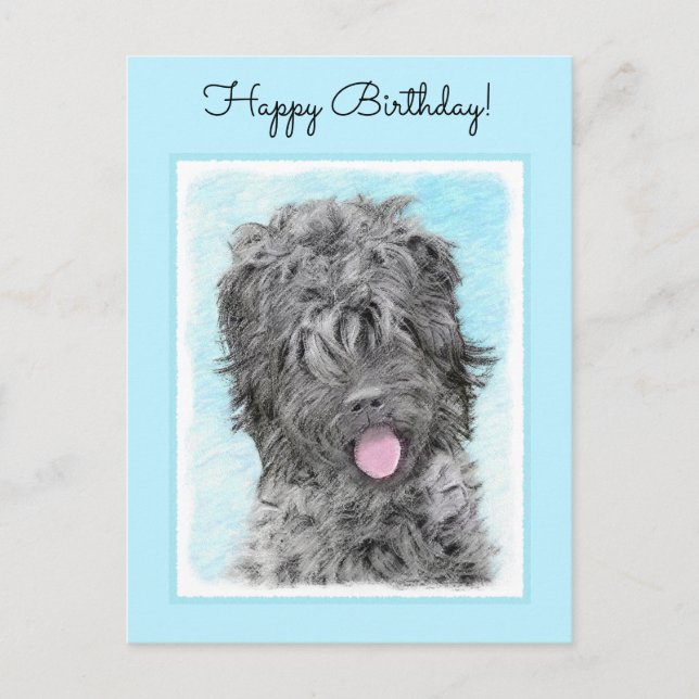 Black Russian Terrier Painting - Cute Original Dog Postcard (Front)