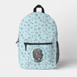 Black Russian Terrier Painting - Cute Original Dog Printed Backpack