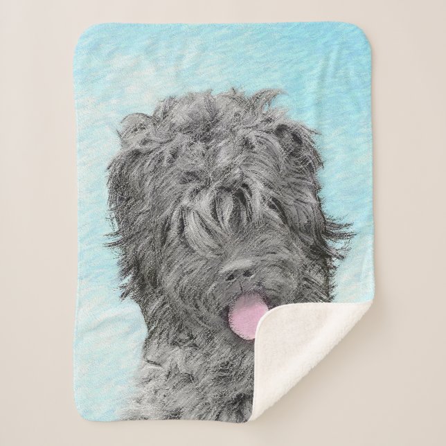 Black Russian Terrier Painting - Cute Original Dog Sherpa Blanket (Front)
