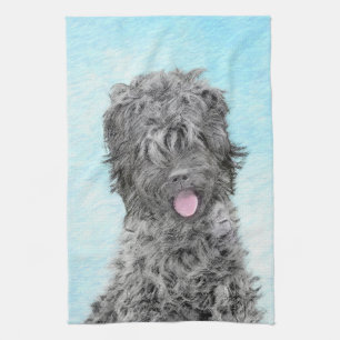 Black Russian Terrier Painting - Cute Original Dog Tea Towel