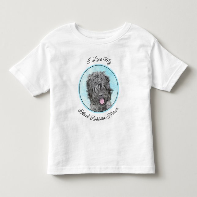 Black Russian Terrier Painting - Cute Original Dog Toddler T-Shirt (Front)