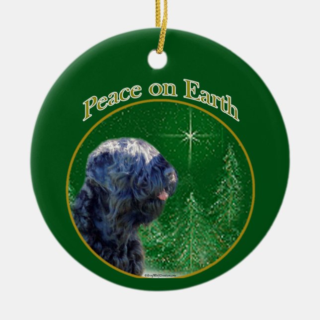 Black Russian Terrier Peace Ceramic Tree Decoration (Front)
