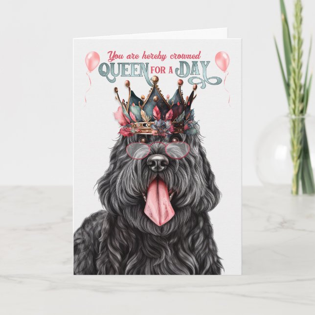 Black Russian Terrier Queen for a Day Birthday Card (Front)