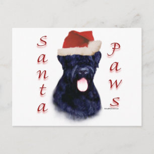 Black Russian Terrier Santa Paws Holiday Postcard