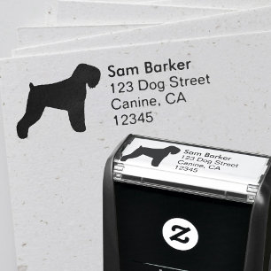 Black Russian Terrier Silhouette Return Address Self-inking Stamp