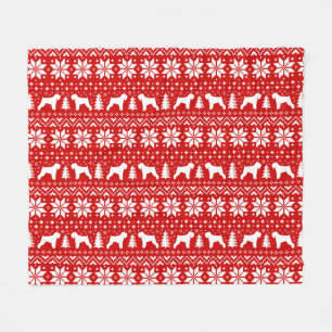 Black Russian Terrier Silhouettes Holiday Pattern Fleece Blanket