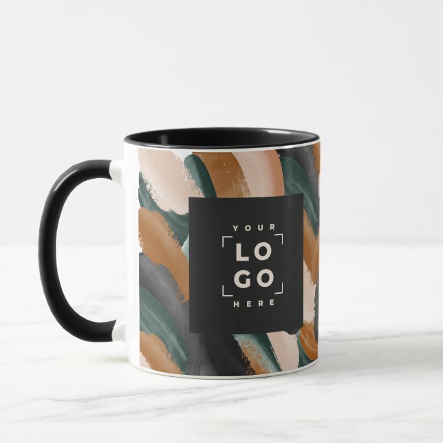 Black rust green abstract painted minimal modern  mug (Left)