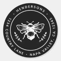 Black Rustic Bumblebee Round Return Address