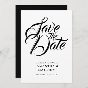 Black Rustic Calligraphy Save The Date Invitation