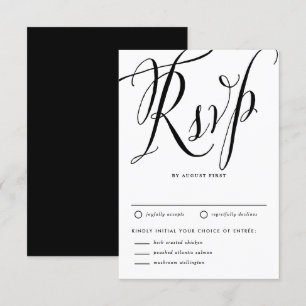Black Rustic Calligraphy with Meal Choice RSVP Card