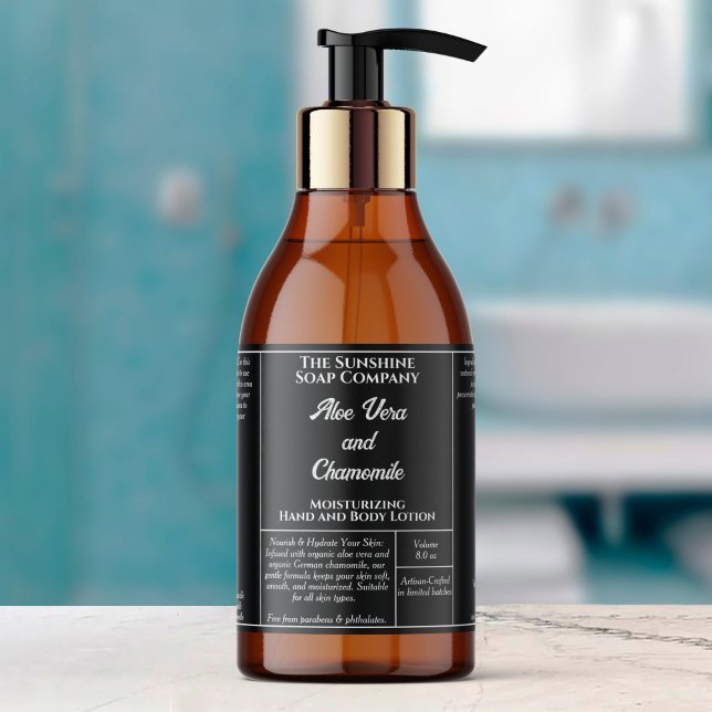 Black rustic cosmetics bottle label 4 oz 8 oz (Creator Uploaded)