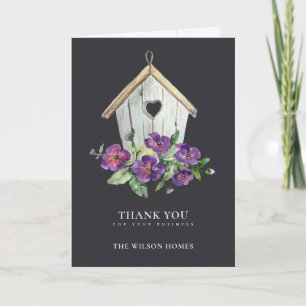 BLACK RUSTIC FLORAL BIRDHOUSE REALTOR REAL ESTATE THANK YOU CARD