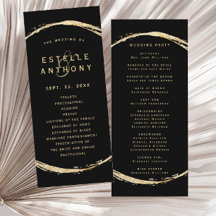 Black Rustic Gold Circle Frame Ampersand Wedding Programme