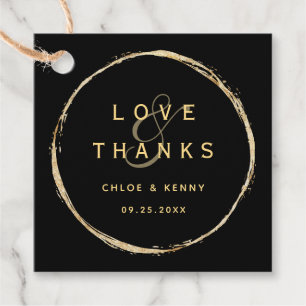 Black Rustic Gold Circle Wedding Thank You Favour Tags