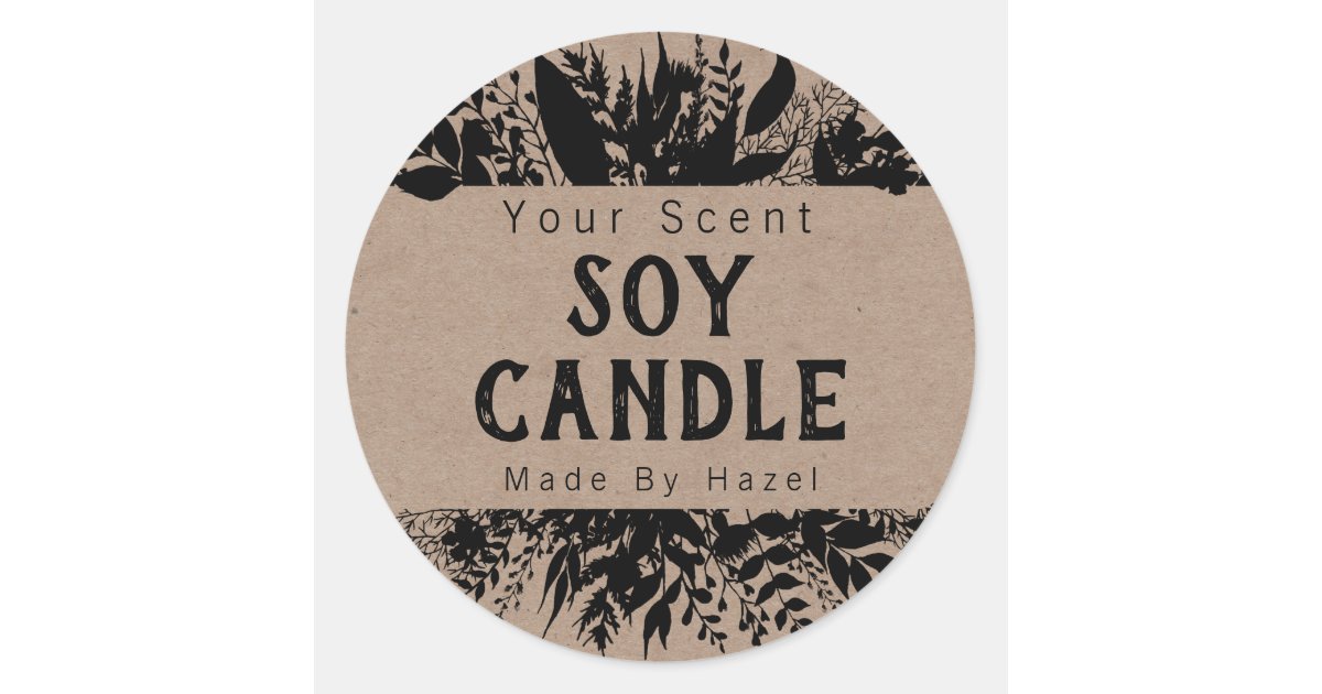 Black Rustic Kraft Soy Candle Labels Zazzle 