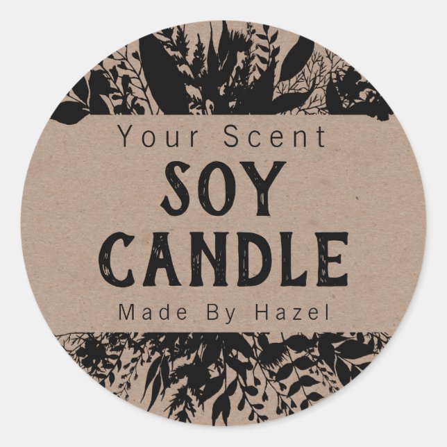 Black Rustic Kraft Soy Candle Labels (Front)