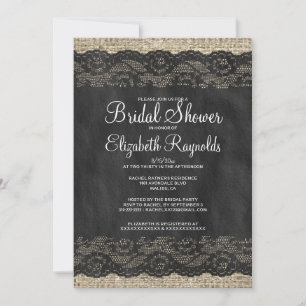 Black Rustic Lace Bridal Shower Invitations