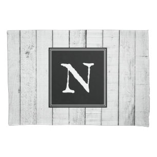 Black Rustic Monogram Pillowcase