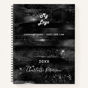 Black rustic name business logo notebook
