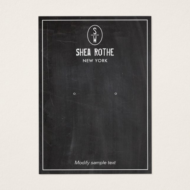 Black Rustic Stamp Monogram Earring Display Card (Front)