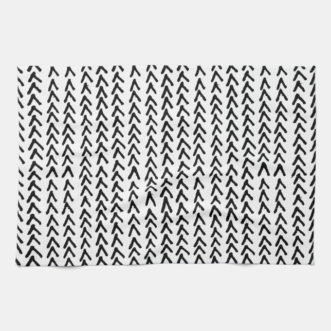 Black Rustic Tribal Pattern Kitchen Towel (Horizontal)