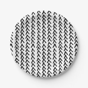 Black Rustic Tribal Pattern Paper Plates