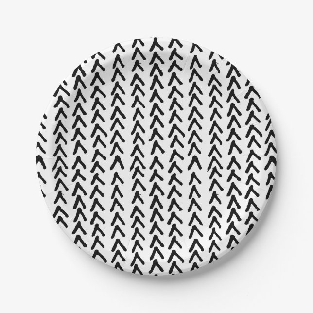 Black Rustic Tribal Pattern Paper Plates (Front)
