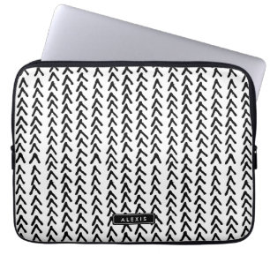 Black Rustic Tribal Pattern Personalised Laptop Sleeve