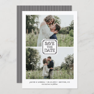 Black Rustic Two Photo Save the Date Announcement