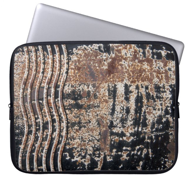 Black Rusty Metal Grunge Photograph Laptop Sleeve (Front)
