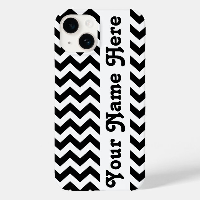 Black Safari Chevron with customisable name Case-Mate iPhone Case (Back)