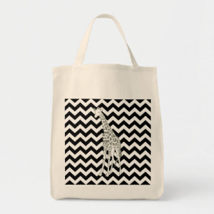Black Safari Chevron with Pop Art Giraffe Tote Bag