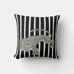 Black Safari Stripe Pillow with Leopard