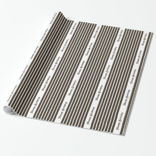 Black Safari Stripe with custom text Wrapping Paper