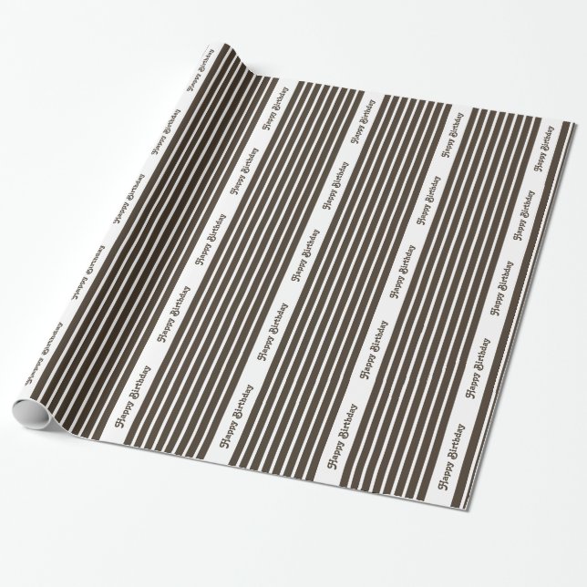 Black Safari Stripe with custom text Wrapping Paper (Unrolled)
