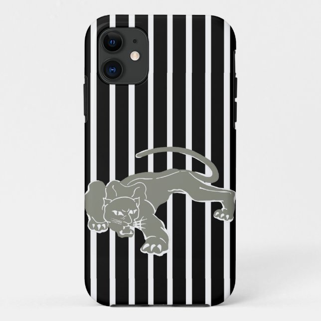 Black Safari Stripe with Leopard Case-Mate iPhone Case (Back)
