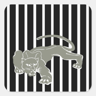 Black Safari Stripe with Leopard Square Sticker