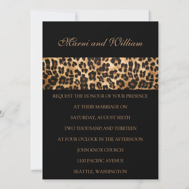 Black Safari Wedding Invitation (Front)