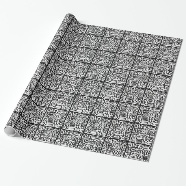 Black Safari Zebra Tiled Wrapping Paper (Unrolled)