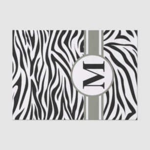Black Safari Zebra with monogram Tissue Paper