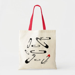 Black safety pin art tote bag