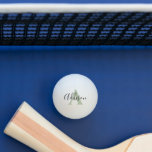Black sage green monogram name initial ping pong ball<br><div class="desc">Personalised ping pong ball with your name and family name initial in black and light grey green. Balls reads Addison A or personalise with your own name and initial. Designed by www.mylittleeden.com on zazzle.</div>