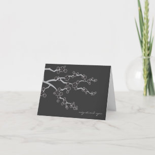 Black Sakura Cherry Blossoms Thank You Card