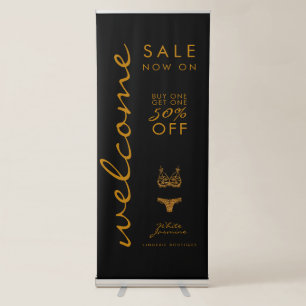Black Sale Now On Underwear Store With Gold Logo Retractable Banner