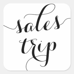 Black Sales Trip Cute Modern Calligraphy Square Sticker