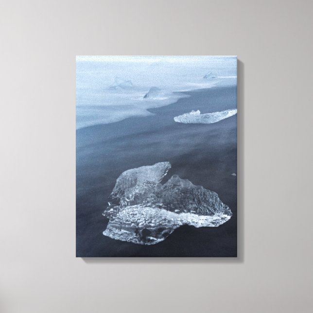 Black sand beach and ice, Iceland Canvas Print (Front)
