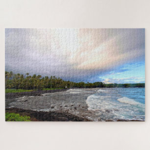 Black Sand Beach - Big Island Hawaii - 20x30 inch Jigsaw Puzzle